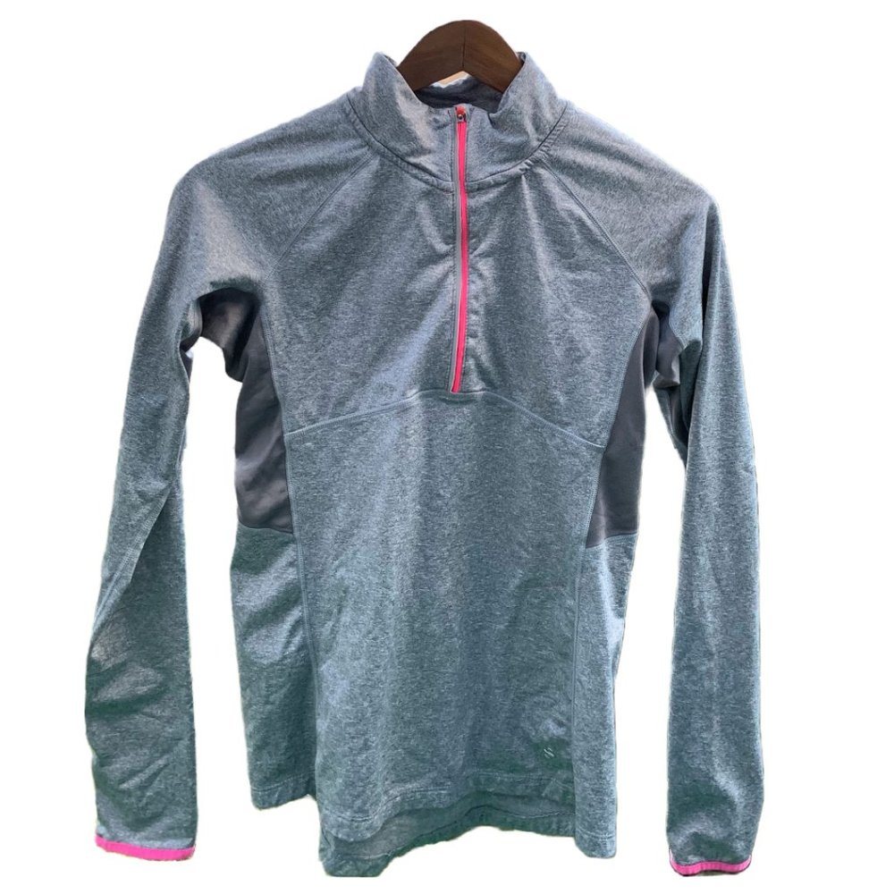 Gray and Pink Long Sleeve Athletic Quarter Zip H&M